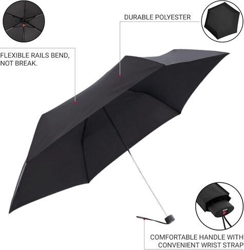 Knirps AS.050 Slim Manual Folding Rain Umbrella in Violet– 38" Lightweight Fiberglass 6-Rib Pocket Canopy, Ultra-Compact 6.7oz Travel Size Design, Durable Steel Frame, Travel Case Included in Kuwait