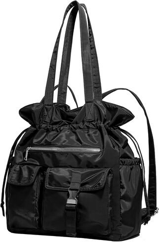 Drawstring Gym Backpack, Convertible Tote Backpack, Sports Gym Bag for Women Men Travel Tote Bags for Beach, Swim and Travel Workout -Black in Saudi Arabia