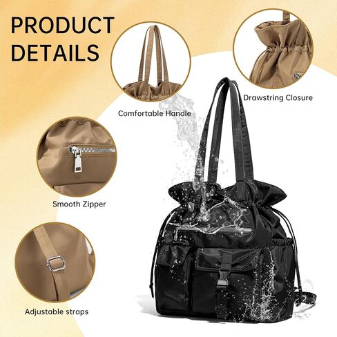 Drawstring Gym Backpack, Convertible Tote Backpack, Sports Gym Bag for Women Men Travel Tote Bags for Beach, Swim and Travel Workout -Black in Saudi Arabia