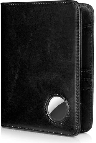 Passport Holder for Travel with AirTag Holder-Genuine Leather RFID Blocking Travel accessories with 6 Cards Slot&1ID Window,Magnetic Closure,Gift Box(Air Tag Not Included) in Kuwait
