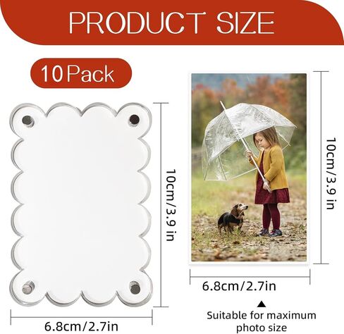 Nirvany 5 Pack Acrylic Magnetic Picture Frames for Fridge, 2.75x3.9 Inch Clear Scalloped Acrylic Photo Holders for Mini & Wallet-Size Pictures in Saudi Arabia