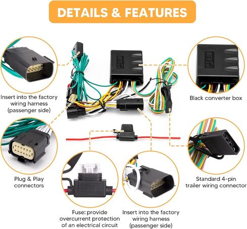 WeiSen Custom 4-Pin Trailer Wiring Harness Kit Towing Hitch Wiring Harness Compatible with Jeep Wrangler TJ 1998-2006 in Saudi Arabia