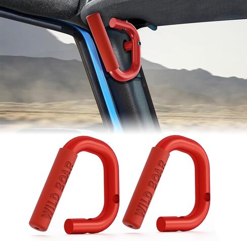 Red Grab Handles for 2007–2018 Jeep Wrangler JK JKU Front & Rear Roll Bar Assist Grips, Compatible with Rubicon Sport Sahara 2/4 Door, Heavy-Duty Off-Road Handle Kit Interior Accessory Aluminum in Saudi Arabia