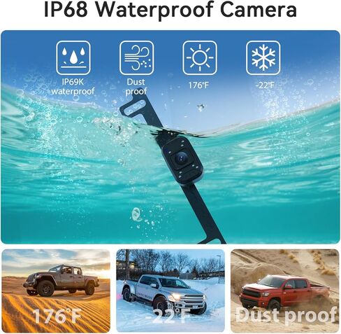 Backup Camera with IR Night Vision, 7 Inch 1080P HD Rear View Camera, Plug-Play, DIY Guide Lines, 150° Wide Angle, Back up Camera Systems for Truck Cars Pickups SUV Van in Kuwait