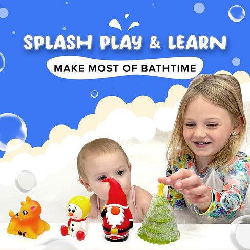 SplashEZ Mold Free Bath Toys for Babies & Toddlers, Animals No Hole Bath Toys for Kids, Toddler Gift, No Mold Bathtub Water Set for Kids, Pool, BPA-Free, Safe, Fun, Infant Ages 1 3 6 12 18 Months in Kuwait