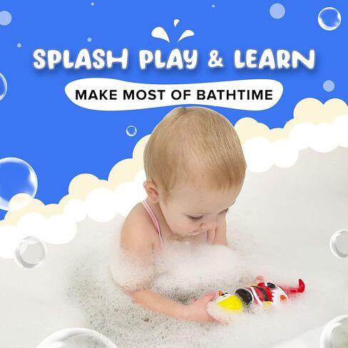 SplashEZ Mold Free Bath Toys for Babies & Toddlers, Animals No Hole Bath Toys for Kids, Toddler Gift, No Mold Bathtub Water Set for Kids, Pool, BPA-Free, Safe, Fun, Infant Ages 1 3 6 12 18 Months in Kuwait