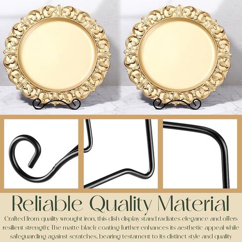 Baderke Wrought Iron Bowl Deep Platter Stand Detachable Metal Scroll Display Rack Easel Metal Bowl Display Stand Decorative Display Holder Dish Picture Display Easel, 6.5"H x 4.7"W x 5"D(Black) in Saudi Arabia
