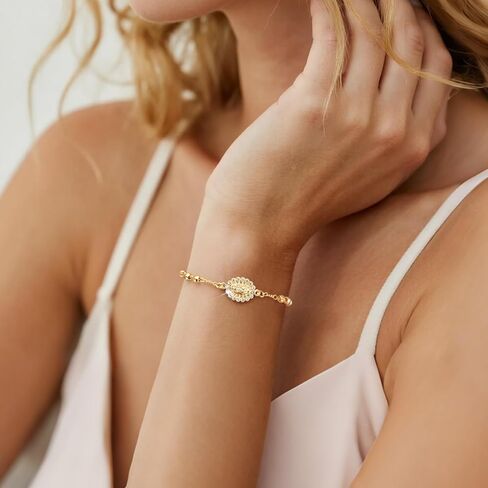 هدايا كاثوليكية سوار المسبحة للنساء-14K العذراء الذهبية مريم رسباني يسوع صليب سحر سلسلة ، Dainty Virgen de Guadalupe الهدية الدينية للتأكيد على المعمودية بالتواصل الأول عيد الفصح in Kuwait