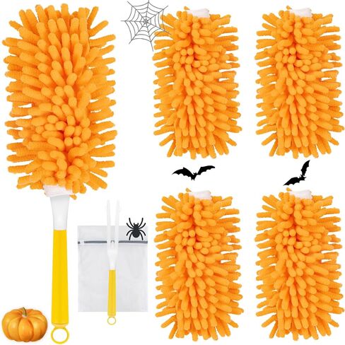4 Pack Reusable Duster Refills for Swiffer, Microfiber 360 Heavy Duty Dusters Refills Compatible with Swiffer Hand Duster(Include 1 Handle & Laundry Bag) in Saudi Arabia