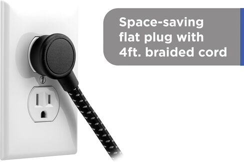 GE UltraPro 3-Outlet Surge Protector with USB, 245 Joules, 1 USB-A & 1 USB-C Port, 4ft Braided Extension Cord, Flat Plug, Adapter-Spaced Outlets, ETL Certified, Black, 85876 in Saudi Arabia