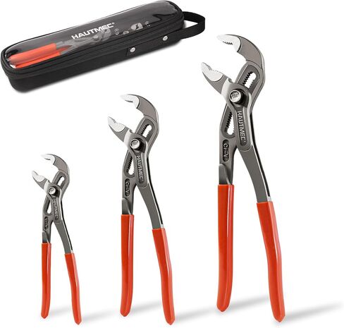 HAUTMEC 7-Inch Water Pump Pliers, Fast Adjustable Tongue and Groove Joint Pliers, V-Jaw with Comfort Grips, Rust-Proof CRV Steel Construction for Plumbing, Home Repair, and Pipe Fittings HT0366-PL in Kuwait