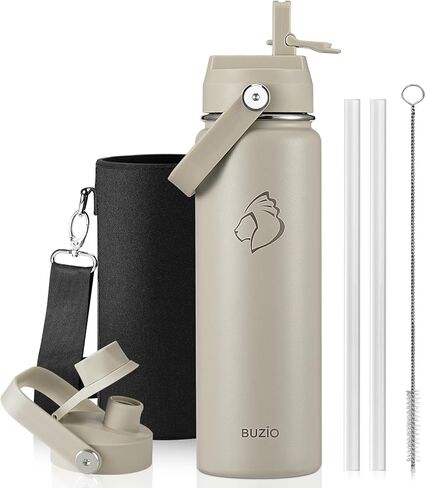 BUZIO Vacuum Insulated Stainless Steel Water Bottle 64oz (Cold for 48 Hrs/Hot for 24 Hrs) BPA Free Double Wall Travel Mug/Flask for Outdoor Sports Hiking, Cycling, Camping, Running in Kuwait