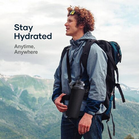 BUZIO Vacuum Insulated Stainless Steel Water Bottle 64oz (Cold for 48 Hrs/Hot for 24 Hrs) BPA Free Double Wall Travel Mug/Flask for Outdoor Sports Hiking, Cycling, Camping, Running in Kuwait