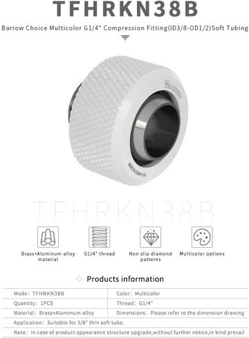 BARROW Fittings G1/4" to 3/8" ID - 1/2" OD Compression Fitting for 10/13 mm Soft Tubing Tube TFHRKN38B 4-Pack (Blue) in Saudi Arabia