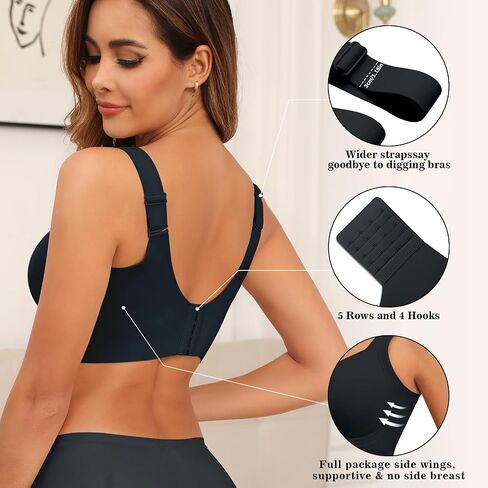 PoseFree Womens Seamless Wireless Supportive Bra Push Up Comfort Soft No Underwire Full Coverage T-Shirt Bra in Saudi Arabia