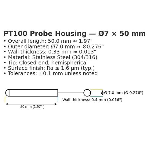 100pcs مساكن الفولاذ المقاوم للصدأ ل PT100 DS18B20 مستشعر درجة الحرارة ، 6 × 50 مم الأنبوب الأنبوب الأنبو in Kuwait