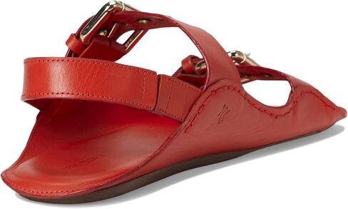 Women's Blossom Buckle Sandal Flat, Black Leather, 9.5 in Saudi Arabia
