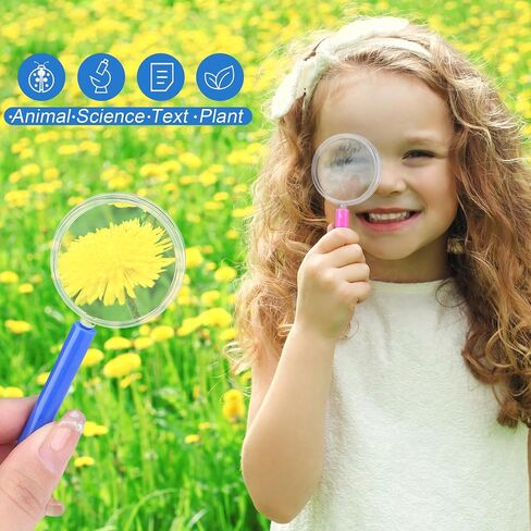 Aodaer 12 حزمة من النظارات المكبرة البلاستيكية 3X نظارات مكبرة محمولة 6 ألوان مكبرة للقراءة لمراقبة العلوم في المنزل والمدرسة in Kuwait