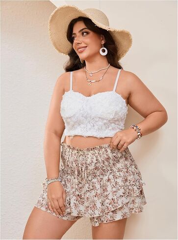 Floerns Women's Plus size skorts skorts skorts flowy flored spheds in Saudi Arabia