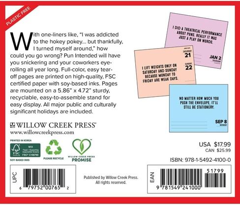 Willow Creek Press Pun Intended Daily 2025 Box/Desk Calendar (5.86" x 4.72") in Saudi Arabia