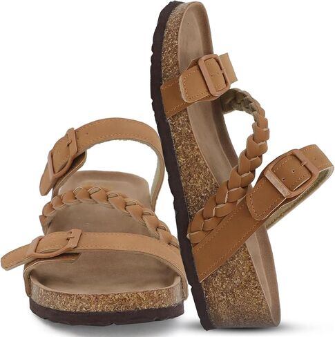 Yoki Lorayn-02 Women's Wedge Wedge Cork Bottom Bottled مع حزام مضفر ، ونساء صندل منصة ، وصنادل الدعم الصيفية للسيدات. in Kuwait