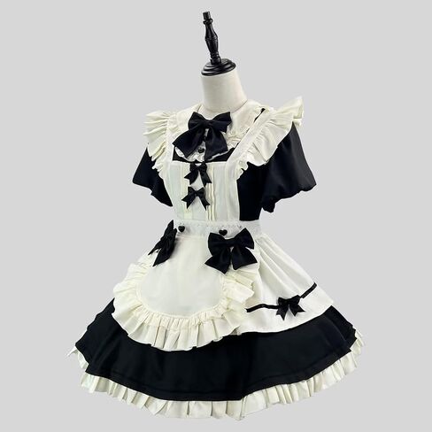 Maid Outfit for Women Costume Lingerie French Maid Cosplay Lolita Dress with Cat Ears Headwear Socks Set in Saudi Arabia