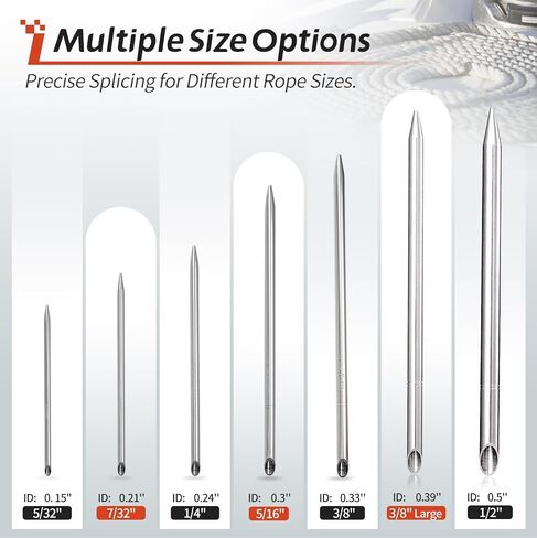 Rope Splicing Tool Kit for Double Braid – Includes Fids Pusher & Aluminum FID(1/4", 5/16", 3/8", 7/16", 1/2") – Smooth Surface, Prevents Slipping, Ideal for Eye Splices in Kuwait