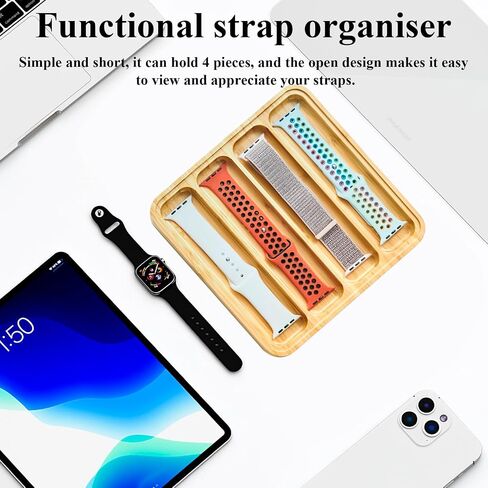 Wooden Watch Band Organizer Watch Band Storage Works with All Apple Watch Bands Case Organizer - 9 Slots Display Watch Storage Case Tray with Acrylic Top Lid in Saudi Arabia