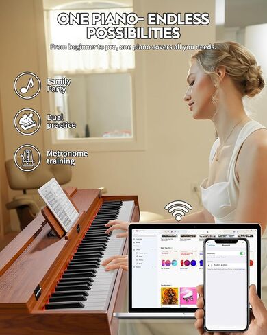 Strich 88 Key Digital Piano ، لوحة مفاتيح مرجحة من Hammer-Action ، لوحة مفاتيح Cover Cover Electric ذات الحجم الكامل مع حامل ، مكبرات صوت 25WX2 ، سماعات الرأس ، ثلاث دواسة ، SDP-350s (نمط الأثاث) in Saudi Arabia