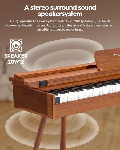 Strich 88 Key Digital Piano ، لوحة مفاتيح مرجحة من Hammer-Action ، لوحة مفاتيح Cover Cover Electric ذات الحجم الكامل مع حامل ، مكبرات صوت 25WX2 ، سماعات الرأس ، ثلاث دواسة ، SDP-350s (نمط الأثاث) in Saudi Arabia