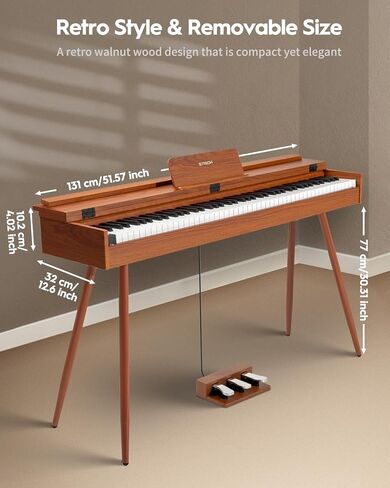 Strich 88 Key Digital Piano ، لوحة مفاتيح مرجحة من Hammer-Action ، لوحة مفاتيح Cover Cover Electric ذات الحجم الكامل مع حامل ، مكبرات صوت 25WX2 ، سماعات الرأس ، ثلاث دواسة ، SDP-350s (نمط الأثاث) in Saudi Arabia