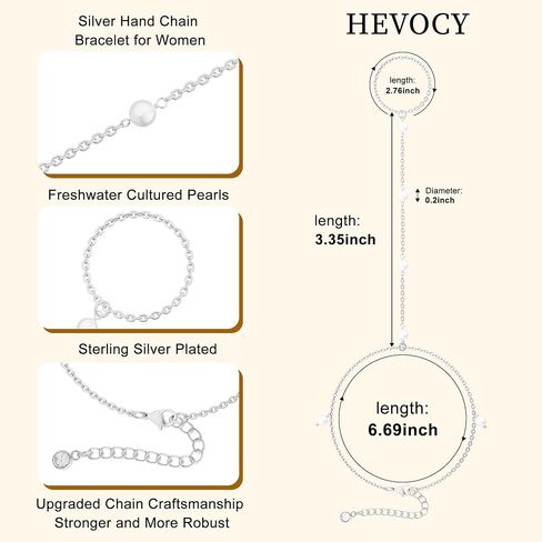 Dainty Hand Chain Bracelet for Women: 14K Gold Plated Pearl Ring Bracelet for Women Small Wrist Waterproof Simple Finger Bracelets Cute Trendy Gold Chain Ring Everyday Jewelry in Saudi Arabia