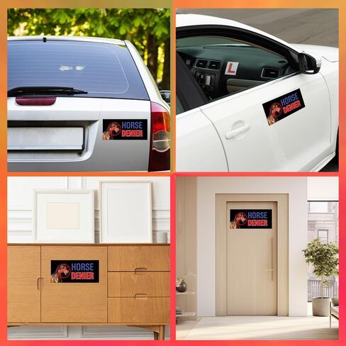 (3Pcs - 7.5x3.75 in) Horse Denier Car Bumper Sticker, Funny Quirky Car Decal, Adult Humor Truck Minivan Trailer Vehicle Decoration, Teens Meme Car Accessories, Gift for Family, Friends in Saudi Arabia