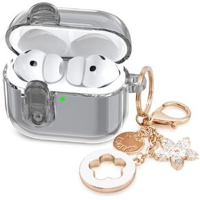 (with Safety Lock) Clear Case Compatible with Cute Apple Airpods 4 Cases 2024 Women, VISOOM Soft TPU Transparency Air pods 4 Gen Cases iPods 4 Earbuds Case Girl Bling Keychain for Airpod iPod 4th Gen in Kuwait