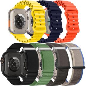 8 Pack Bands - Compatible with Apple Watch Ultra Band 49mm 46mm 45mm 44mm Men Women,Sport Bands for iWatch Ultra/Ultra 2/SE/SE 2/Series 10/9/8/7/6/5/4 in Saudi Arabia