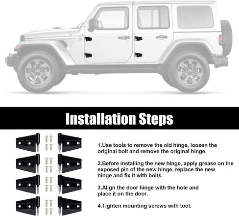 4 Door Hinge Assembly Kits for Jeep Wrangler JK JKU Unlimited 2007-2018, Inner & Outer Door Hinge Sets 16PCS with 32 Screws in Saudi Arabia