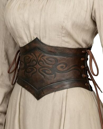 Joukavor Women's Viking Leather Corset Belt Belt -Vision Cinch Belt Renaissance لعيد الهالوين in Saudi Arabia