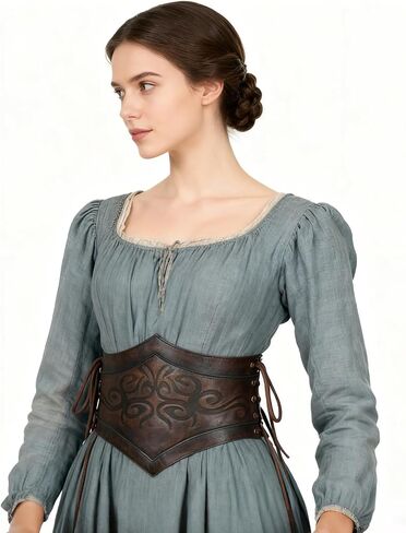Joukavor Women's Viking Leather Corset Belt Belt -Vision Cinch Belt Renaissance لعيد الهالوين in Saudi Arabia