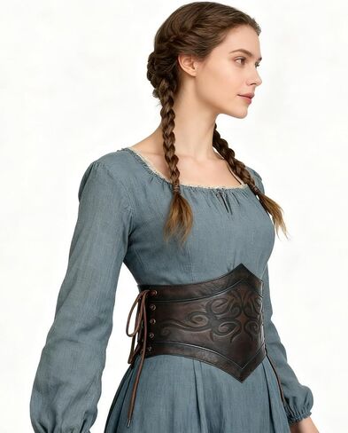 Joukavor Women's Viking Leather Corset Belt Belt -Vision Cinch Belt Renaissance لعيد الهالوين in Saudi Arabia