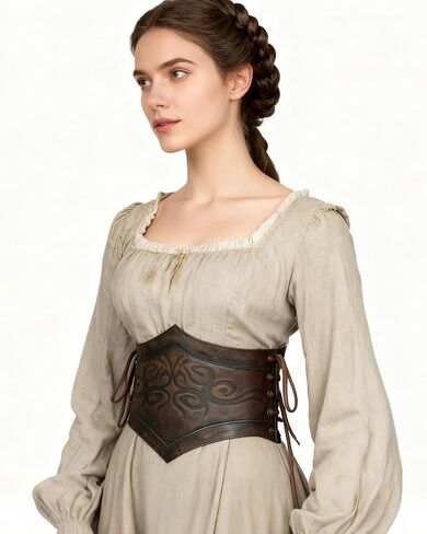 Joukavor Women's Viking Leather Corset Belt Belt -Vision Cinch Belt Renaissance لعيد الهالوين in Saudi Arabia