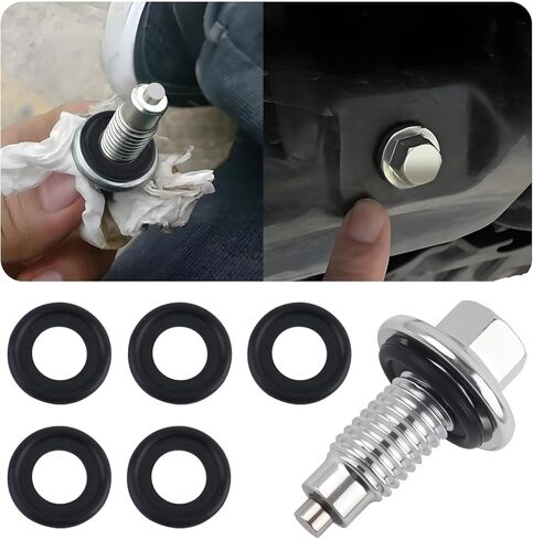 M12*1.75 Oil Drain Plug with 5PCS Oil Drain Plug Gasket OEM#EJ7Z-6730-A,Iron Zinc-Coated Oil Pan Drain Plug Compatible with GMC Chevrolet Ford,Essential Oil Plug Bolt Car Accessories (M12*1.75) in Saudi Arabia