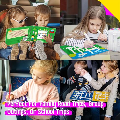 31 Dry Erase Activities Book, Reusable & Erasable Game Pad, Explore and Find, Maze Matching TIC-TAC-Toe Dot to Dot Words Interesting Educational Toy and Learning Tool for Road Trip Airplane Travel in Kuwait