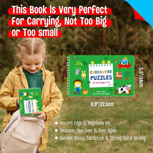 31 Dry Erase Activities Book, Reusable & Erasable Game Pad, Explore and Find, Maze Matching TIC-TAC-Toe Dot to Dot Words Interesting Educational Toy and Learning Tool for Road Trip Airplane Travel in Kuwait
