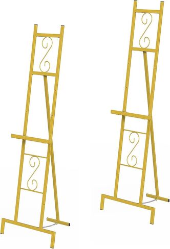 OUSHENG 2 Pack Easel Stand for Sign, Large Wedding Welcome Mirror Holder, Adjustable Free Standing Painting Rack with Chain Support for Display Poster Picture Frame Art, 17" x 17" x 58", Black in Saudi Arabia