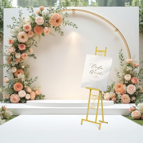OUSHENG 2 Pack Easel Stand for Sign, Large Wedding Welcome Mirror Holder, Adjustable Free Standing Painting Rack with Chain Support for Display Poster Picture Frame Art, 17" x 17" x 58", Black in Saudi Arabia