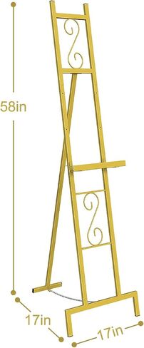 OUSHENG 2 Pack Easel Stand for Sign, Large Wedding Welcome Mirror Holder, Adjustable Free Standing Painting Rack with Chain Support for Display Poster Picture Frame Art, 17" x 17" x 58", Black in Saudi Arabia
