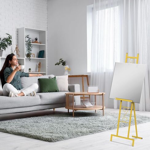 OUSHENG 2 Pack Easel Stand for Sign, Large Wedding Welcome Mirror Holder, Adjustable Free Standing Painting Rack with Chain Support for Display Poster Picture Frame Art, 17" x 17" x 58", Black in Saudi Arabia