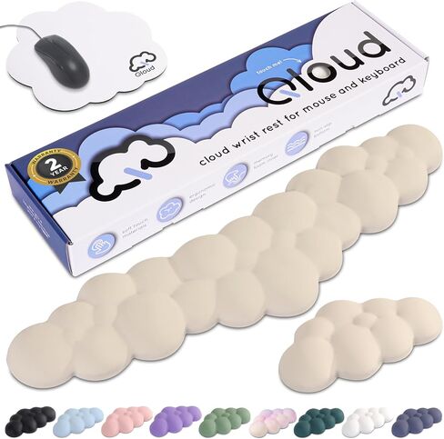 Cloud Keyboard Wrist Rest – Create-ables Qloud Cloud Wrist Rest for Computer Keyboard and Mouse, Ergonomic Memory Foam Wrist Pad with Non-Slip Base, Includes Cloud Mouse Pad – White in Kuwait