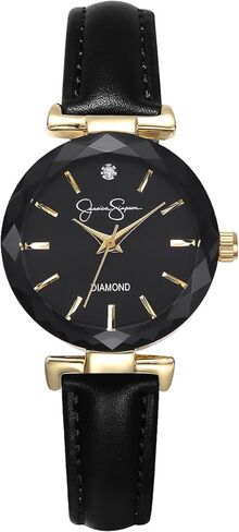 Jessica Simpson Diamond Collection Women's Watch, Classic Quartz, Leather Band, Round Faceted Crystal Face, Elegant Dress Watch for Women in Saudi Arabia