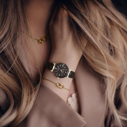 Jessica Simpson Diamond Collection Women's Watch, Classic Quartz, Leather Band, Round Faceted Crystal Face, Elegant Dress Watch for Women in Saudi Arabia